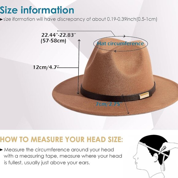 Fedora Hats for Men Wide Brim Panama Hat with Classic Belt - Picture 3 of 6